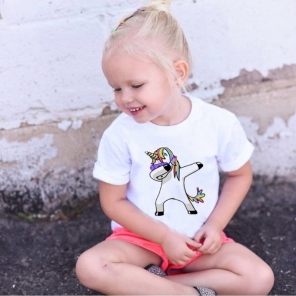 Girl Dancing Unicorn T-Shirt - White - Picture 4 of 4